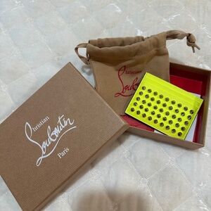 Christian Louboutin Neon Yellow Kios Studded Card Holder BRAND NEW